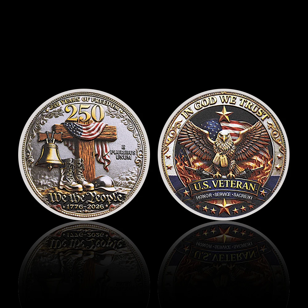 US Veteran Eagle Coin 250 Years Freedom Commemorative Coin Patriotic Military Challenge Coin Collectible Souvenir replica Gift