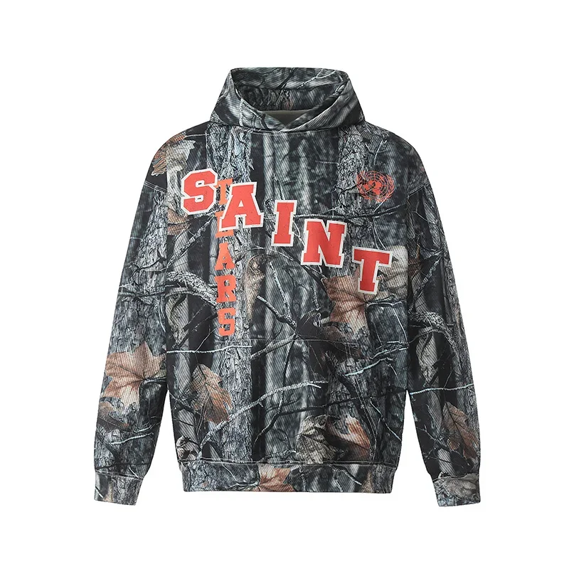 2024 New SAINT Hoodies Autumn and Winter Tree Pattern Camouflage Printing Retro Men Woman Casual Good Quality Coat