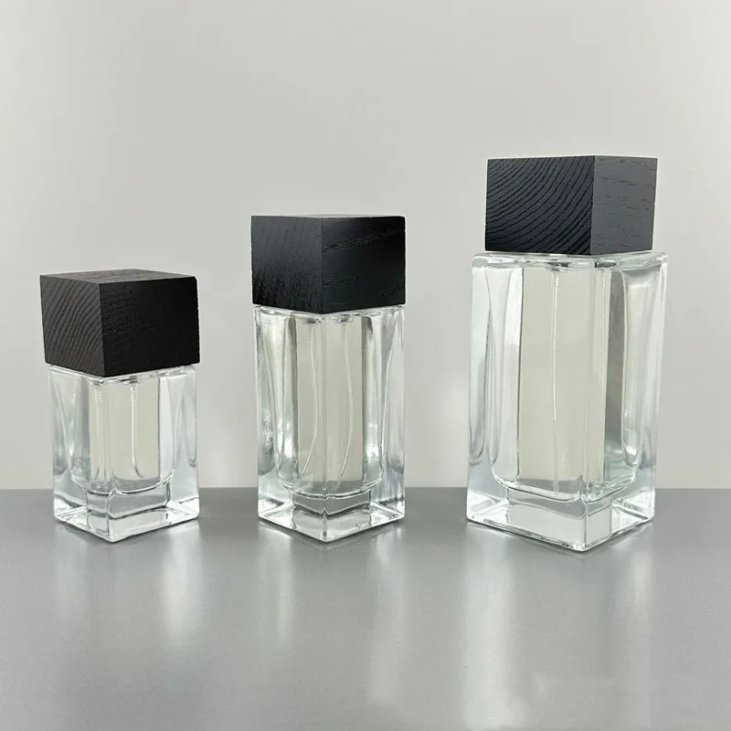 

10pcs/pack 30ml/50ml/100ml Clear glass High Grade Perfume Bottles Spray Bottles Empty Square Bottles Crimp Nick Perfume Bottle