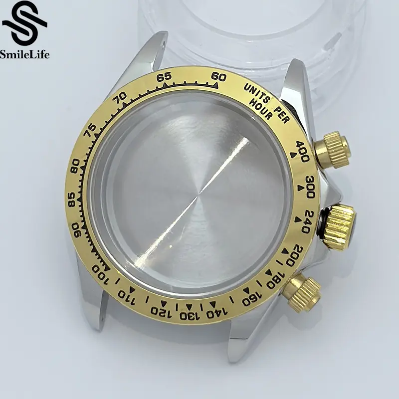SmileLife 39mm VK63 Silver/Black/Gold Watch Case Sapphire Glass Ceramic/Steel Bezel Fit VK63 Quartz Movement Watch Accessories - Image 15