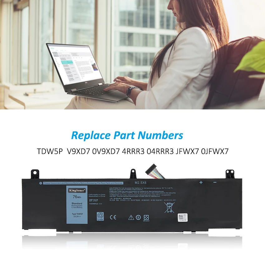 TDW5P Laptop Battery For DELL Alienware 13 R3 ALW13C-1738 2508 2718 2738 2838 and 13 R1 R2 QHD ALW13ED-1508 ALW13ER-1708 N1WM4