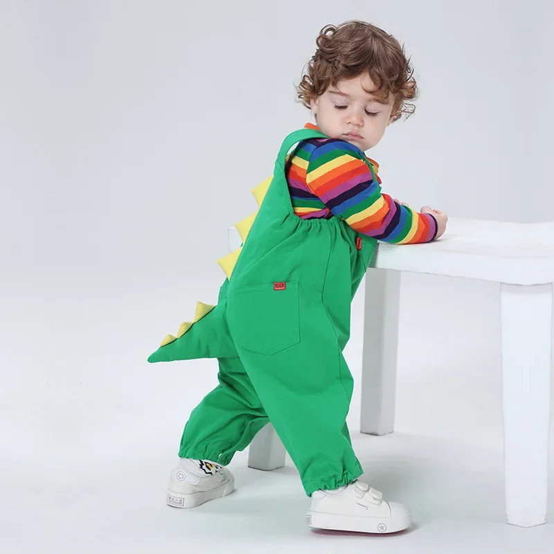 Kawaii Dinosaur Baby Rompers Girls Boys Bodysuit Overall+T-shirt Infant Long Sleeve Children's Set Cartoon Fashion Child's