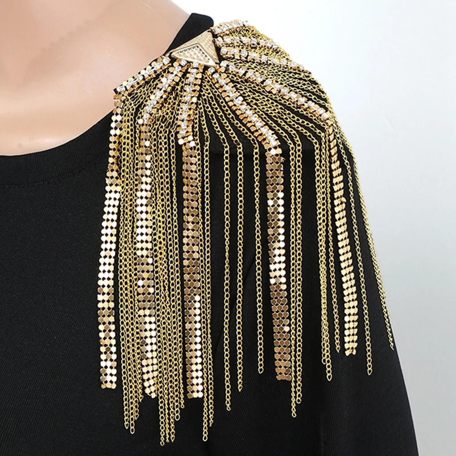 

Tassel Link Chain Epaulet Formal Suit Shoulder Epaulette for Performance Party