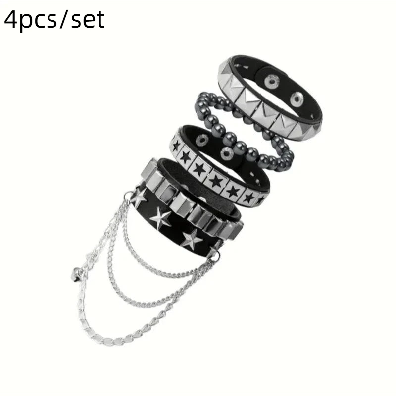 Hete Aanbieding 1 Set Punk Armbanden voor Heren Dames Punk Gothic Spijker Rivets PU Lederen Armband Bangles Hip Hop Party Sieraden Cadeau