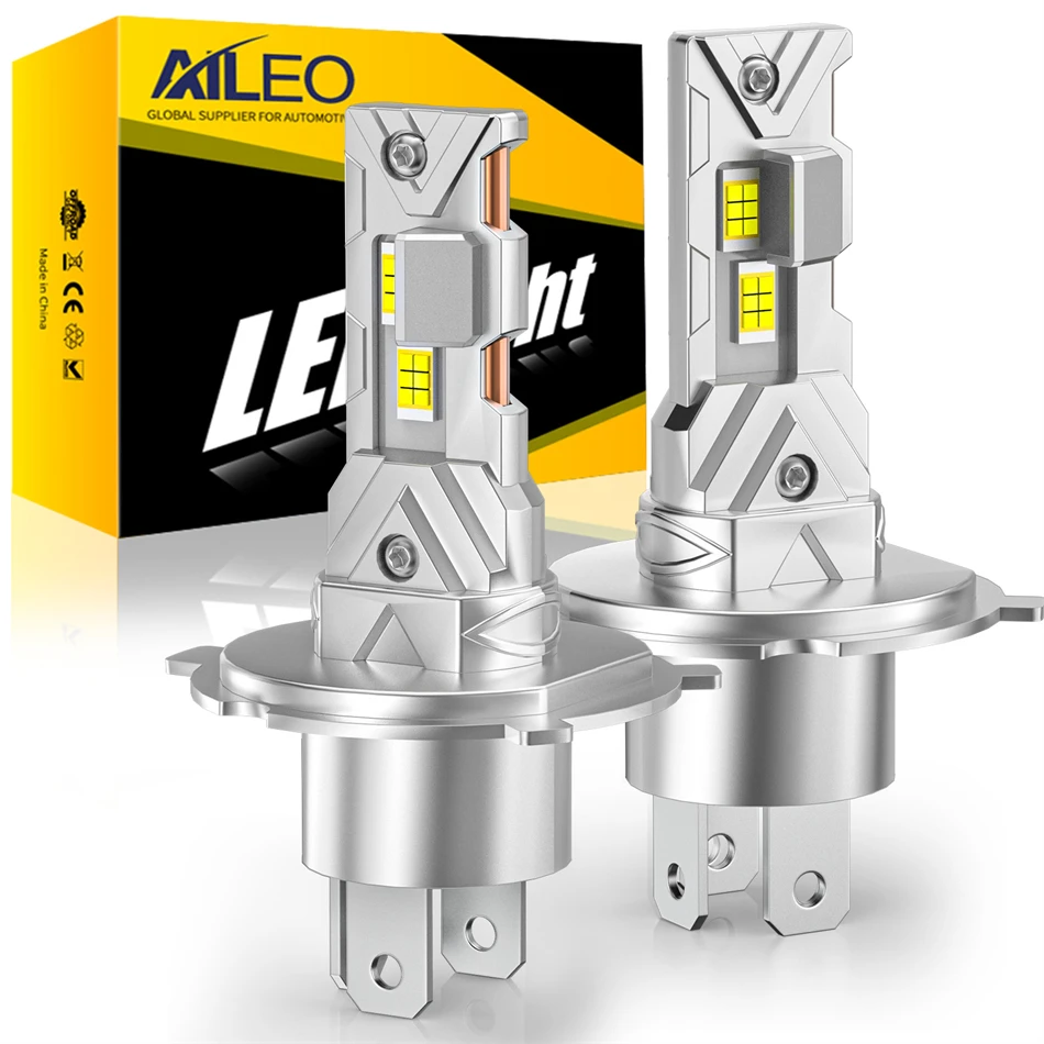 AILEO 2Pcs LED Lights 200W H4 Hi/Lo Beam 6500K White Headlight Bulb Mini Size 20000LM Design Wireless For Car Lamp CSP 7035 Chip