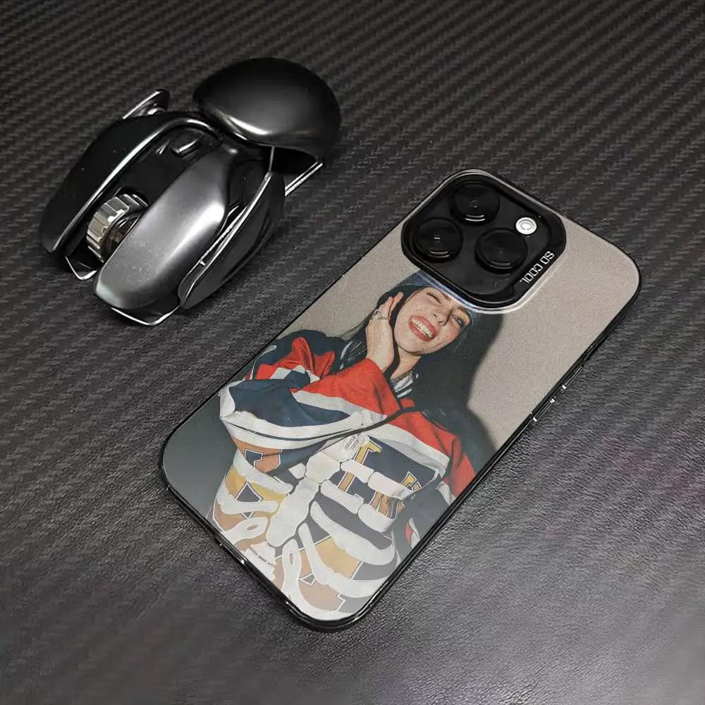 B-Billie B-BLUE Eilish singer  Phone Case For IPhone 16 17 15 14 12 13 Pro Max Black Color Shockproof Cover