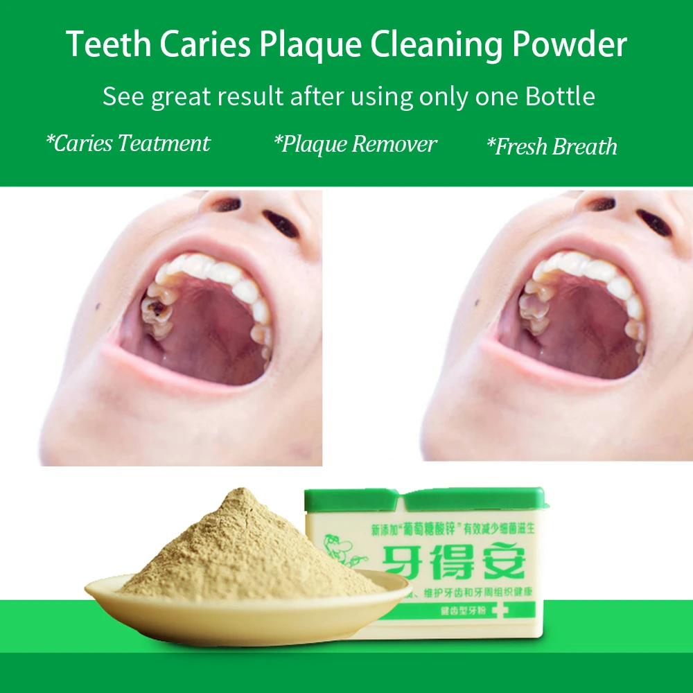 

Dental Teeth Plaque Tartar Remover Powder Caries Cleaner Halitosis Cavity Decay Treatment Stain Removal Whitener Fresh Breath