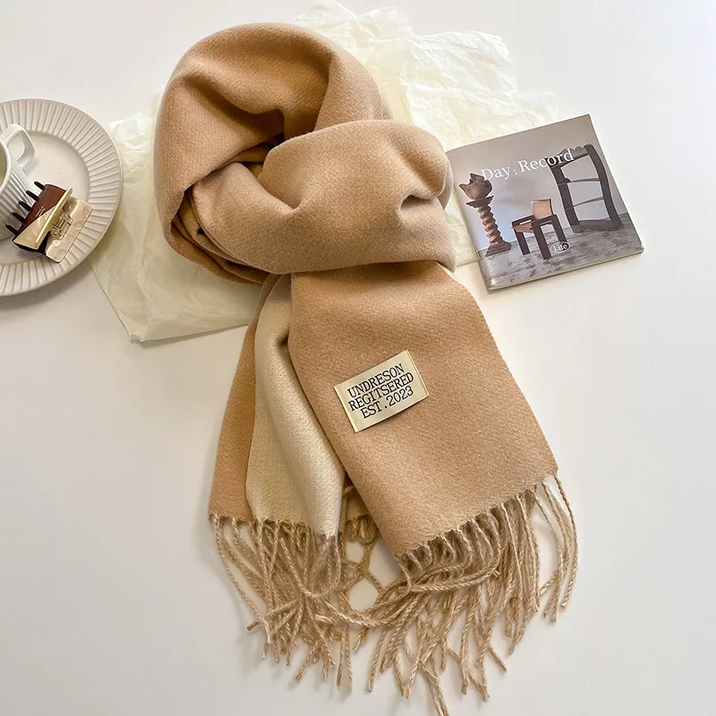 Autumn/Winter Luxury Solid Colors Scarf Warm Women Imitation Cashmere Tassel Shawl And Wrap Female Foulard Print Blanket