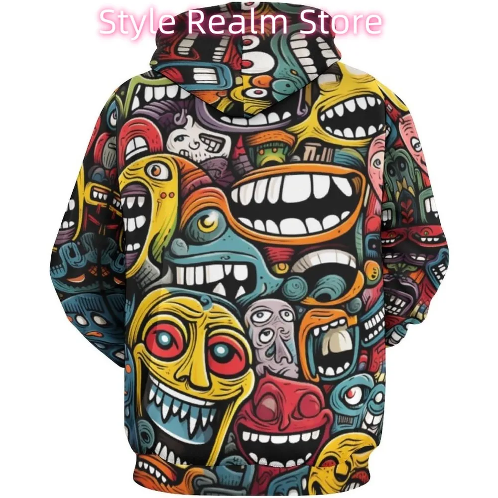 للجنسين الجدة الوجه المبتسم هوديس البلوز مضحك الكرتون نمط طويل الأكمام البلوز هوديي