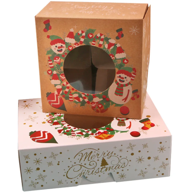 Caixa De Embalagem De Sobremesa De Natal Baked Sobremesa Copo De Presente De Natal Bolo Biscoito Pão Doces Muffin Boxpacking caixa para pequenas empresas