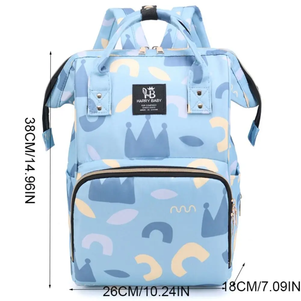 حقيبة مومياء مطبوعة بسيطة على الطراز الكوري متعددة الوظائف لتنظيم حفاضات الأطفال حقيبة يد ذات سعة كبيرة حقيبة ظهر للحفاضات للأطفال #6