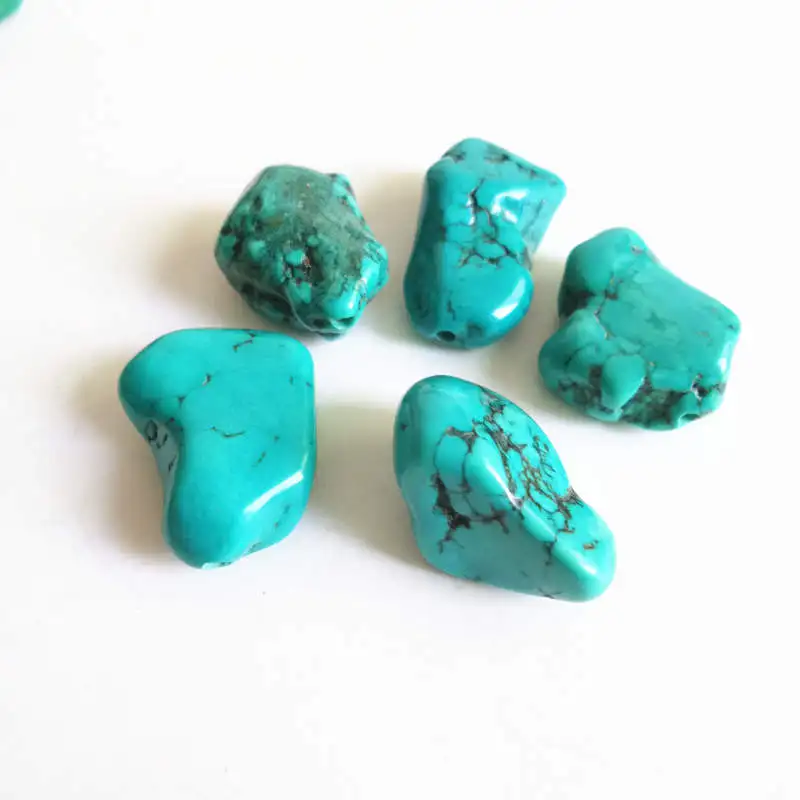 TSB0120 Tibet Enhanced Natural Green Stone Nugget loose beads Wholesale 10 Beads lot