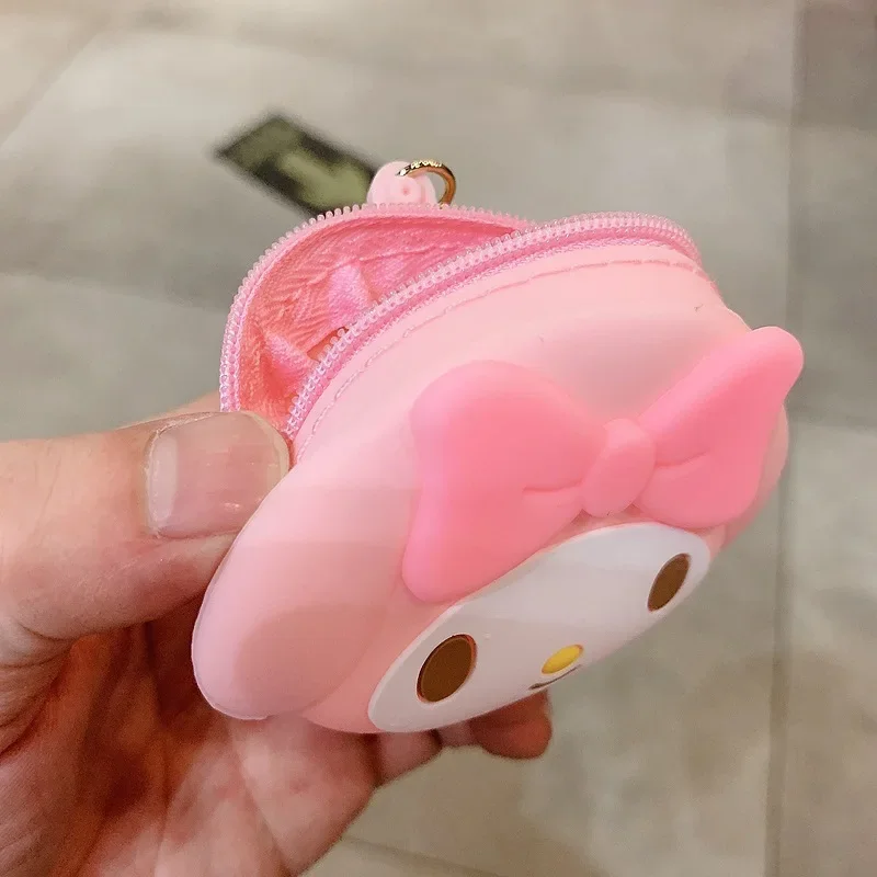 Sanrio Women Coin Purse Cartoon Cute Zipper Silicone Kitty Melody Coin Purse Pouch Purse Earphone Bag Wallet Bag Key Holder Gift