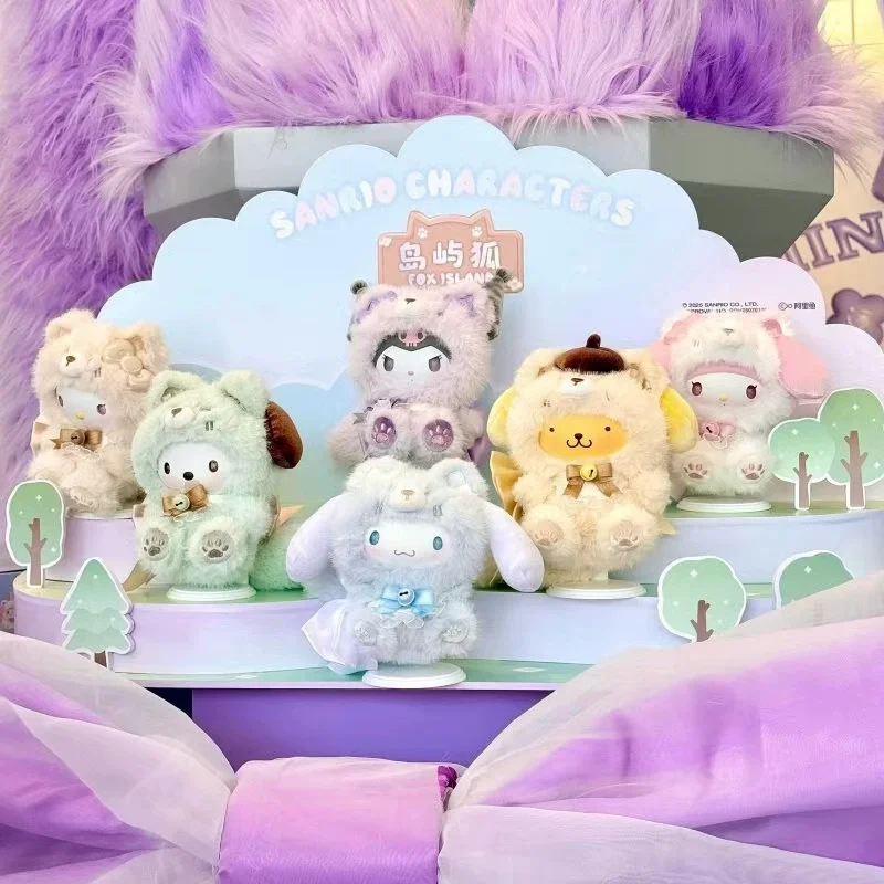 

Подлинная плюшевая слепая коробка серии Sanrio Island Fox, милая очаровательная кукла с героями мультфильмов Куроми, рюкзак, подвеска, орнамент, загадочная подарочная коробка