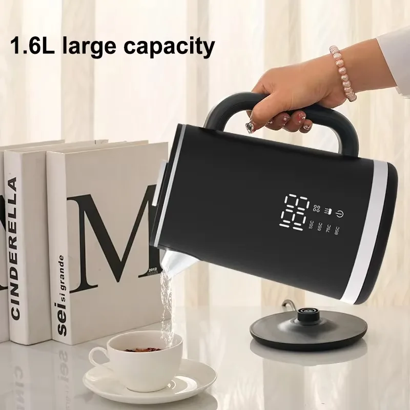 FirmHome StoreNew LED Constant Temperature Smart Electric Kettle Portable Temperature Adjustable Kettle Household 1500W 1.6L Ele