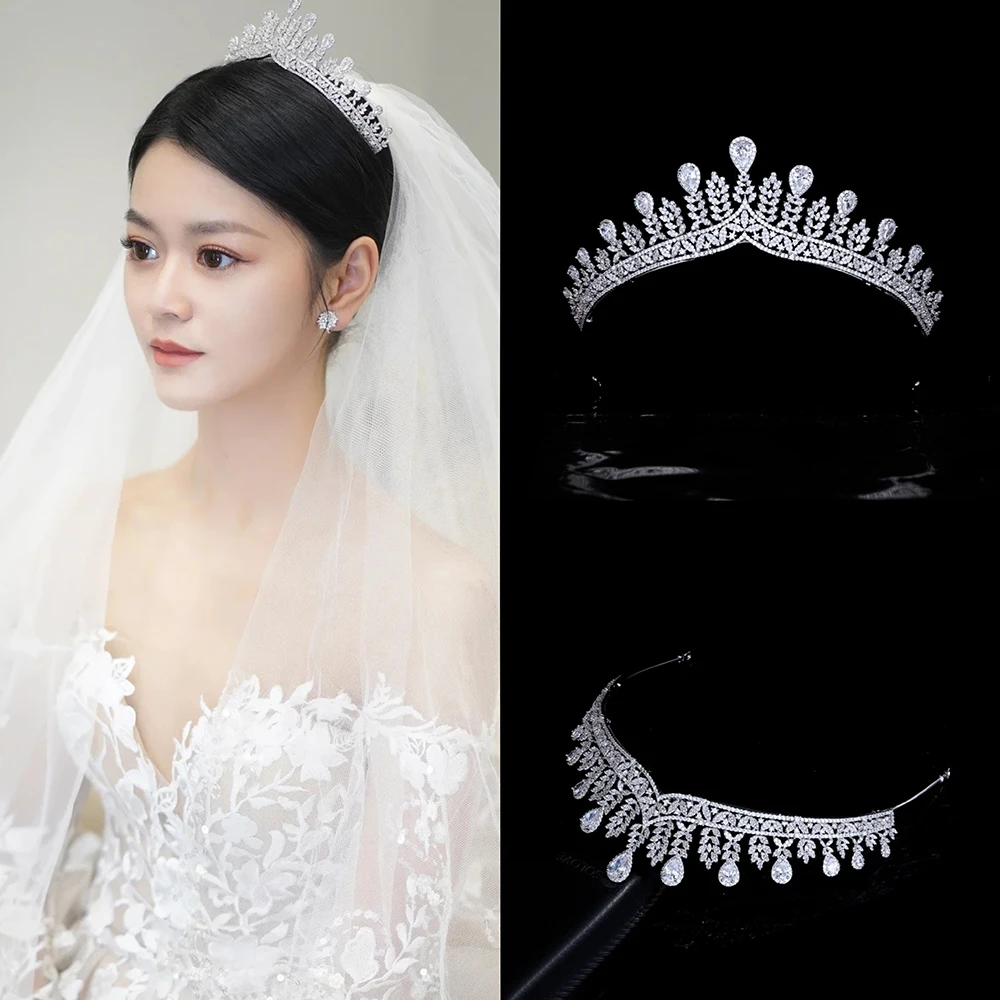 

Himstory Princess Tiara For Wedding Bride Headdress Cubic Zirconia Bridal Tiaras Crowns Women Girl Birthday Party Prom Hairband