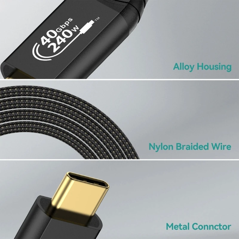 M17B USB4, 40 Гбит/с, кабель для быстрой зарядки PD240W, поддержка высокоскоростного кабеля для передачи видео 8K60 Гц