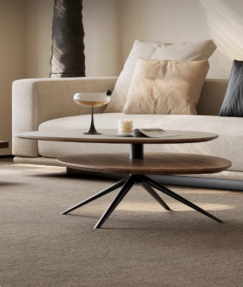 #  Rotatable  Leather-Wrapped Wooden Coffee Table  Home Living Room Furniture