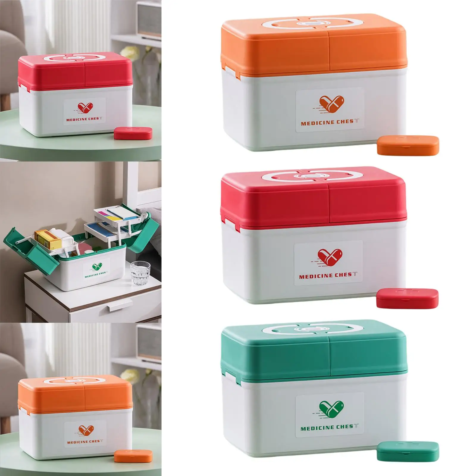 플라스틱 응급 처치 상자 의학 정리 상자 휴대용 손잡이 가족 비상