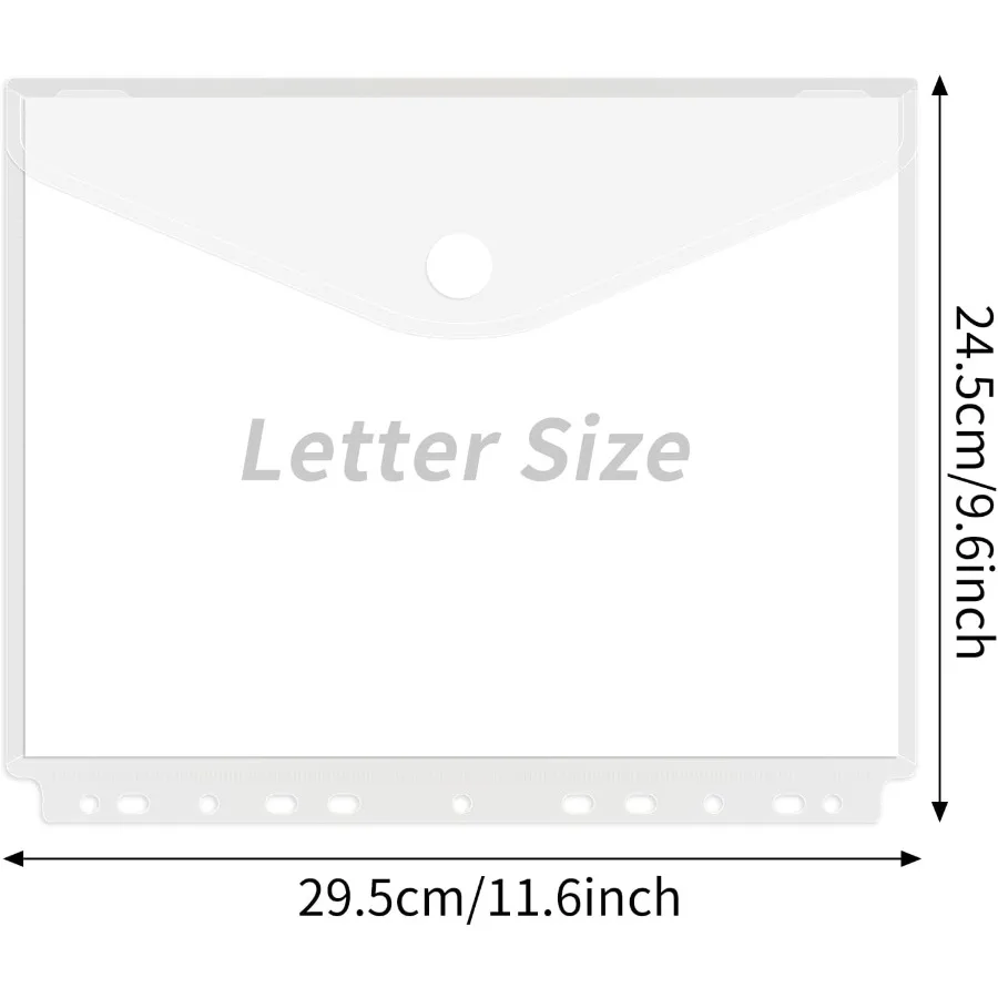 30 pçs pasta de bolso organizador 11 buracos claro poli pasta envelope com gancho e laço fechamento plástico pasta folde para sc