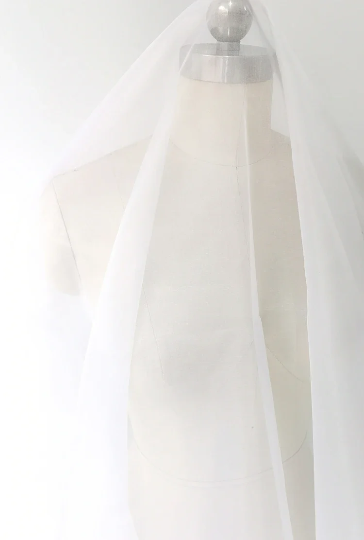 55'' Wide By Meters Transparent Stiff Silk Voile Gauze Snow Ivory White Natural Pure Silk Organza Fabric