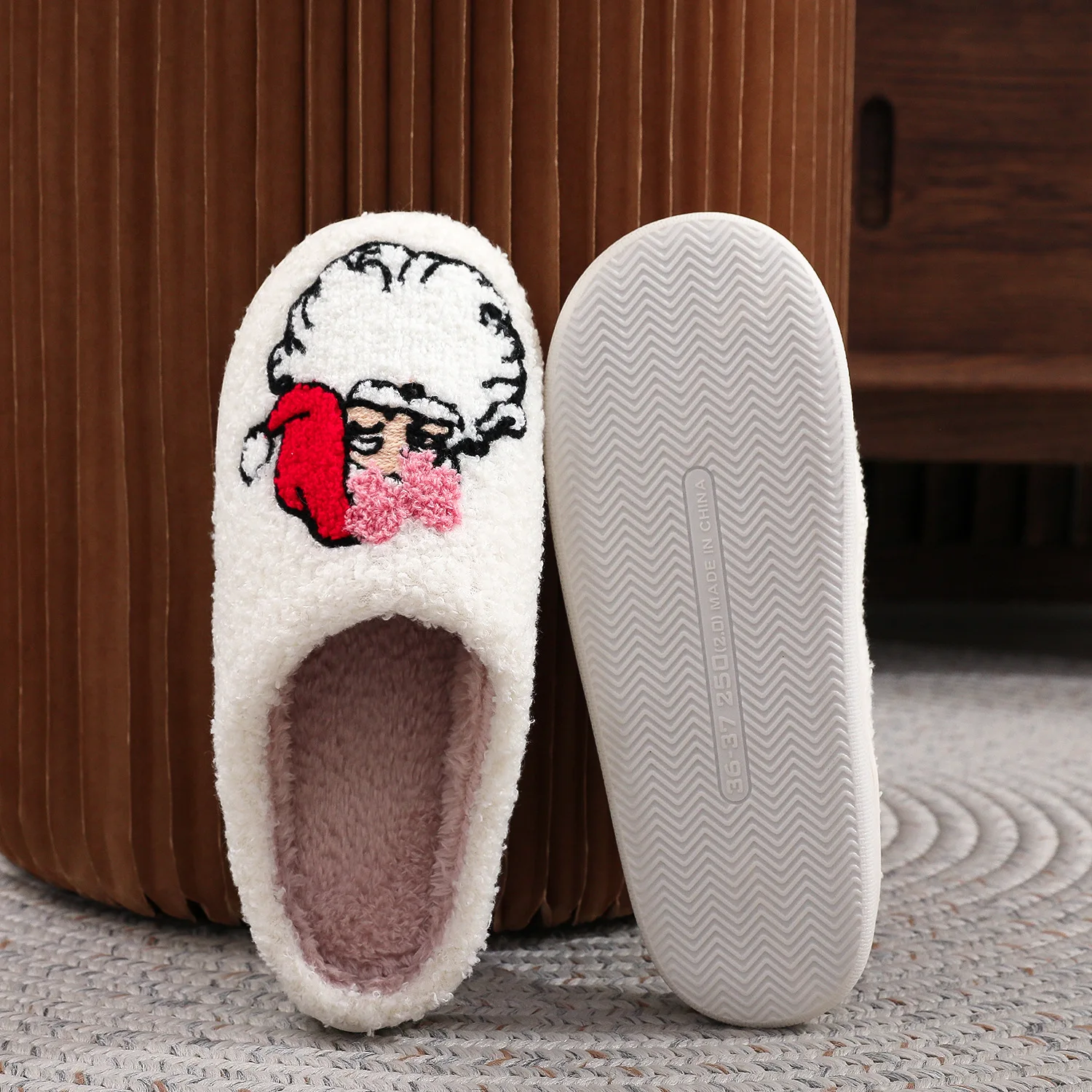 Christmas Women Slippers Cute Gingerbread Winter Warm Slides Couple Houseshoes Men Bedroom Flat Soft Sole Home Shoes for Gift