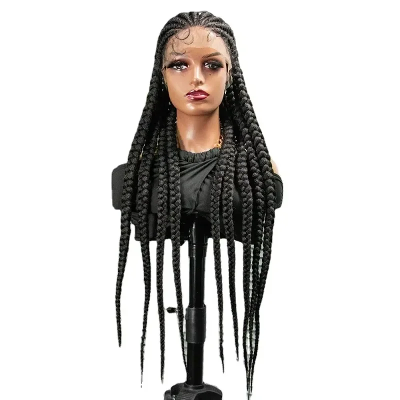 36-Inch natural black corncord box, woven full lace wig synthetic weave