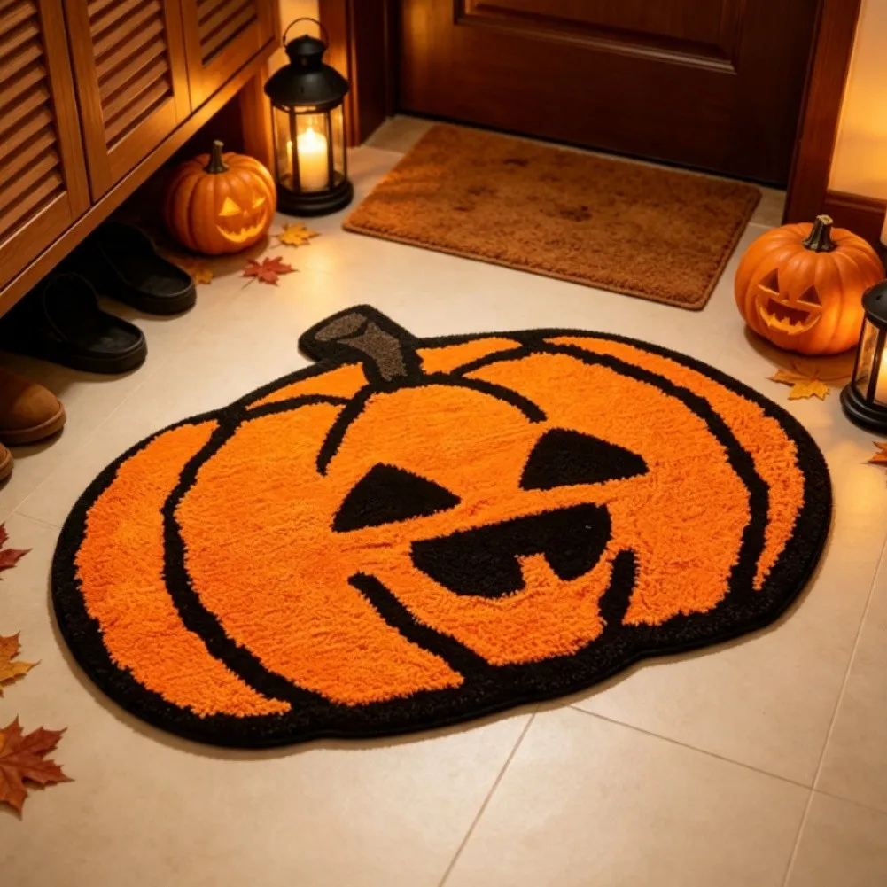 Upgrade Halloween Pumpkin‑Shaped Non‑Slip Rug, Soft Comfortable Floor Carpet, Home Decor Mat For Living Room, Bedroom