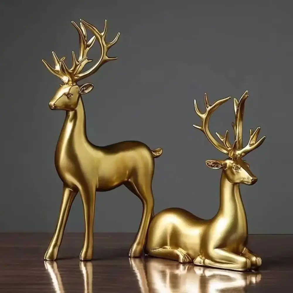 Creative Deer Desktop Ornament Modern Sitting/Standing Position Reindeer Sculpture Exquisite Cute Elk Home Decor TV Cabinet