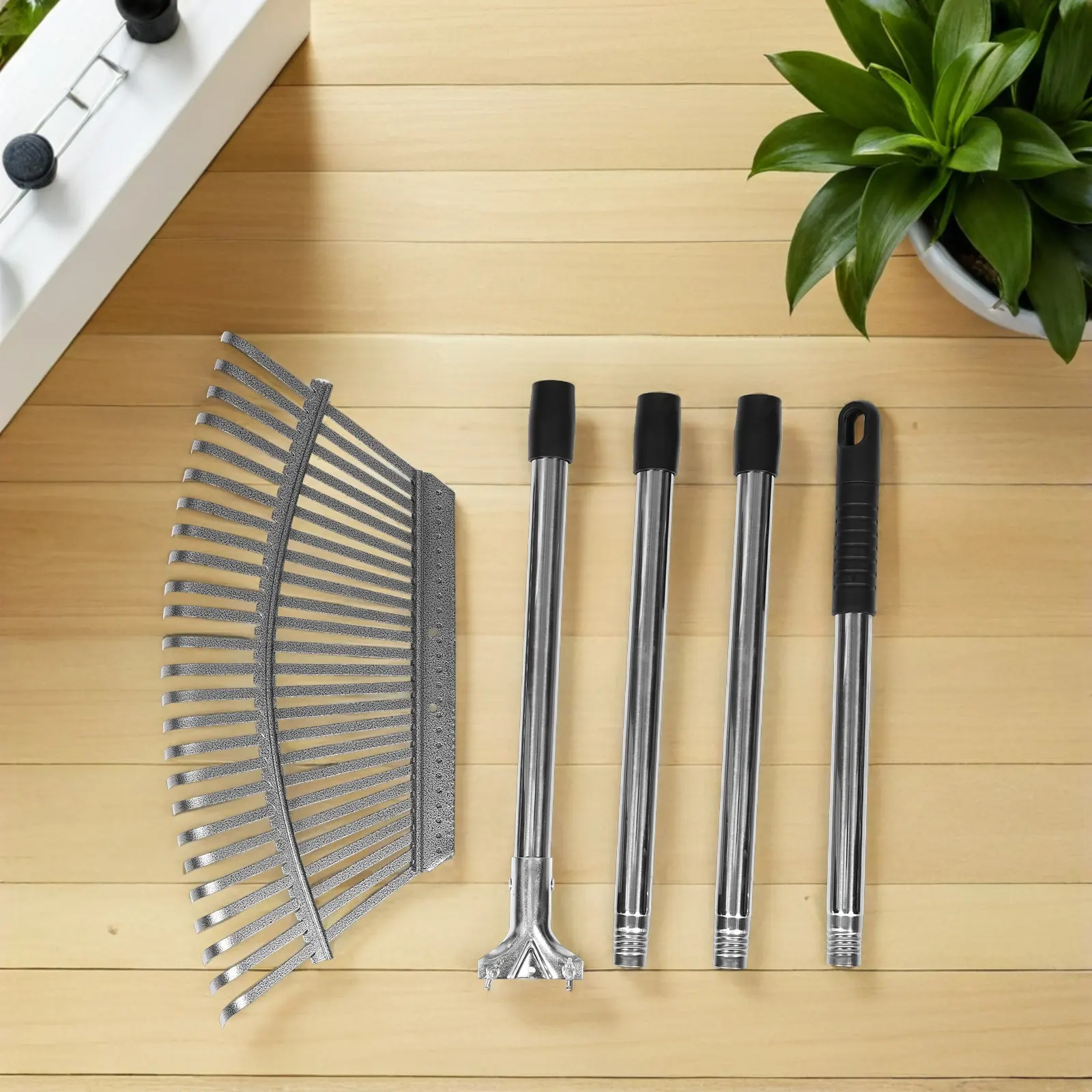 

Garden Rake Flower Bed Adjustable Stainless Steel 25 Teeth Heavy Duty Metal Lawn Yard Gardening Landscaping Tool Portable