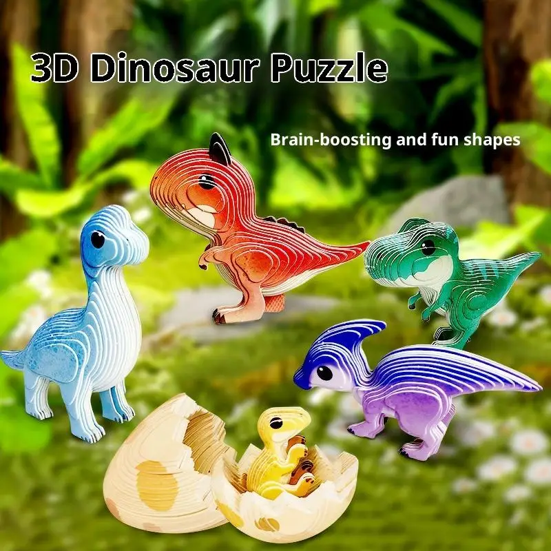 

1 комплект, бумажная головоломка с животными, мультяшная модель, игрушка, 3D головоломки для детей, развивающие игрушки с динозаврами, детский подарок