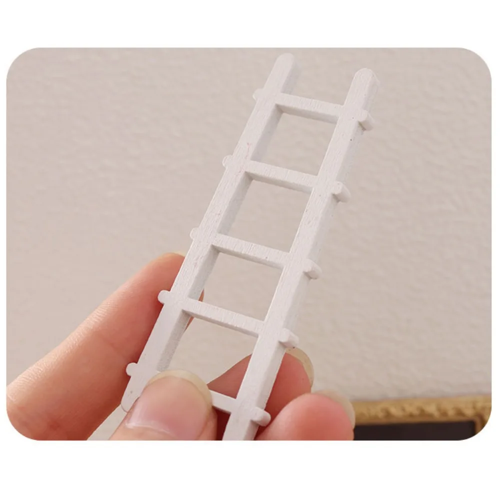 

Miniature Model Wooden Ladder Dollhouse Dollhouse DIY Red White Dollhouse Mini Ladder Creative Cute Creative Figurine Stairs