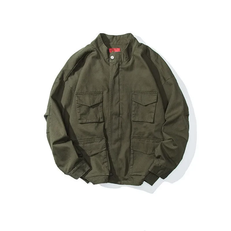 Men's Tooling Thin Jacket Spring New Loose Large Size Trend All-match Multi-pocket Retro Jacket Japanese Cargo Functional Coat