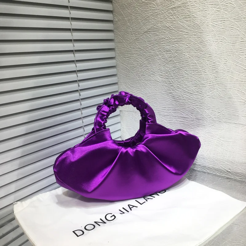 Luxury Designer top-handle Bag Solid Colo Women Satin Handbag Evening Bag Dinner Party Clutch Purse Shoulder Tote Female Bag