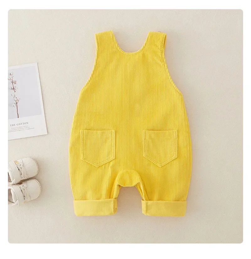 New Autumn Baby Rompers 0-3Y Toddler Boys Solid Color Corduroy Overalls Infant Girls Cute Jumpsuit Casual Shoulder Strap Pants