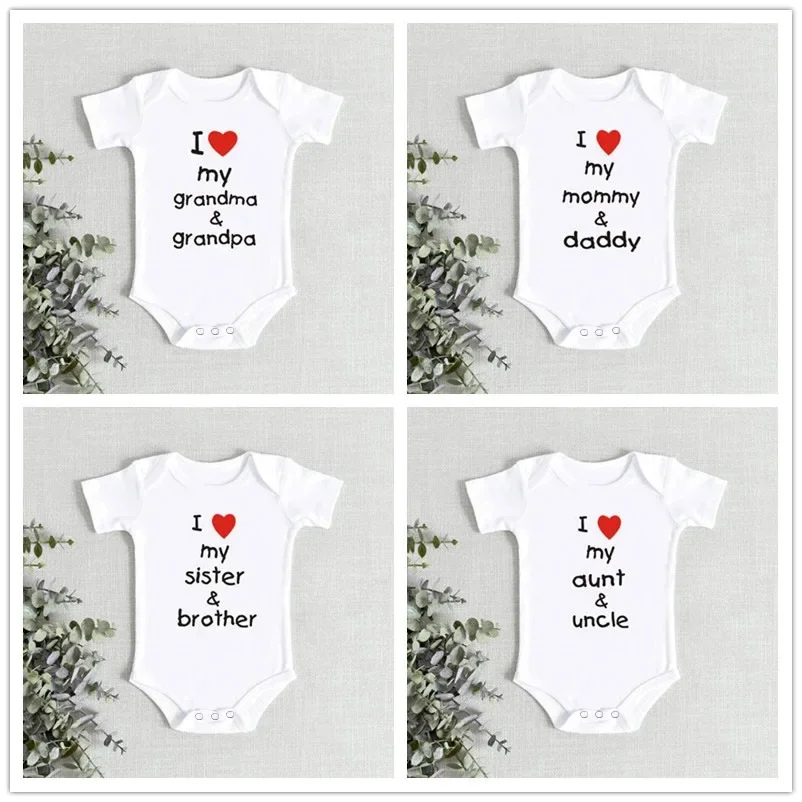 I Love My Grandma Grandpa Mommy Daddy Newborn Baby Romper Funny Infant Boys Girls  Soft Short Sleeve Casual Jumpsuit