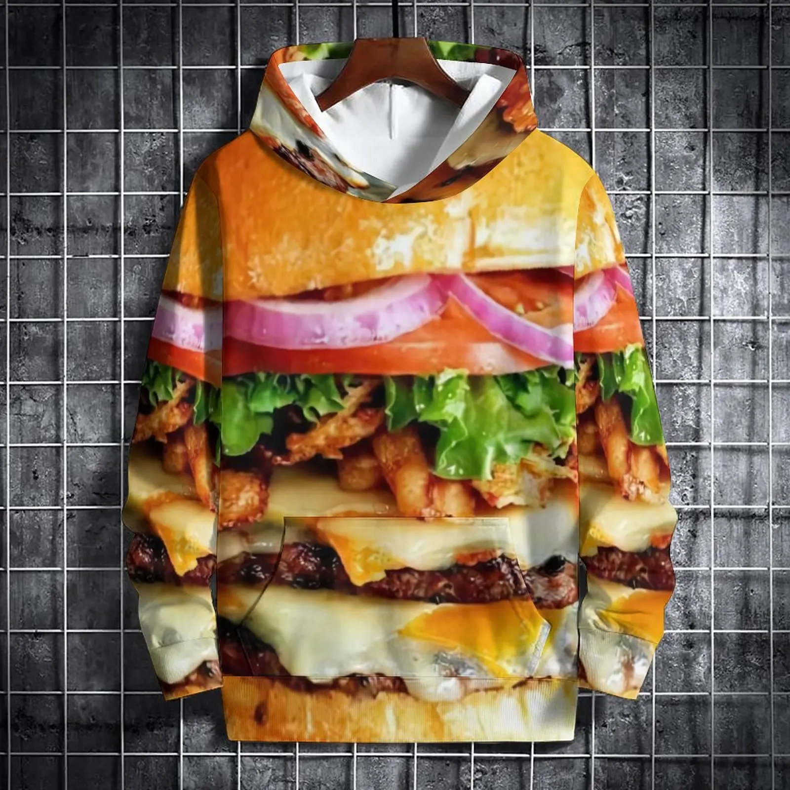 Grappige Hamburger Hoodies Eten 3d Print Vrouwen Mannen Herfst Winter Streetwear Lange Mouw Capuchon Sweatshirts Pullover Vrouwelijke Kleding