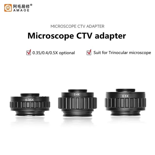 AMAOE AM-CTV 0.35X 0.4X 0.5X Adapter obiektywu Focus regulowany aparat garnitur do mikroskopu trójokularowego 38MM interfejs adapter kamery