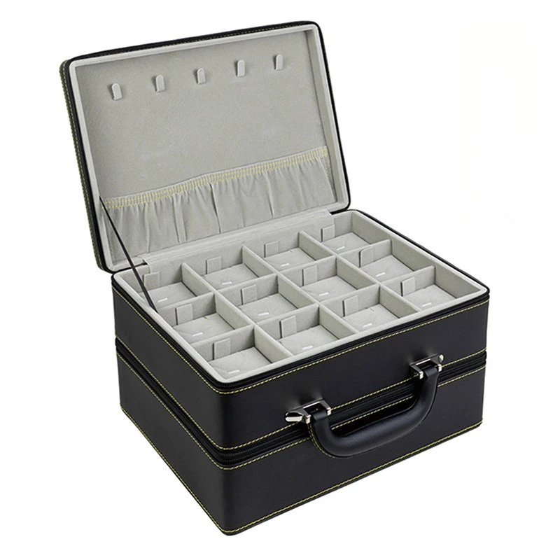 

Portable Jewelry Storage Box Women's Rings Necklace Storage Box Leather Trinket Organizer Container Earrings Bracelets Case