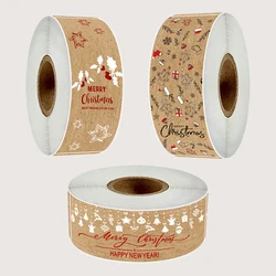 150pcs/roll Kraft Paper Christmas Gift Packaging Labels For Envelopes Cards Wrapping Baking Decoration Merry Christmas Stickers