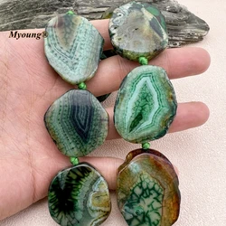 Large Freeform Green Dragon Veins Agates Slice Focus Pendant Beads For DIY Jewelry Making MY231206