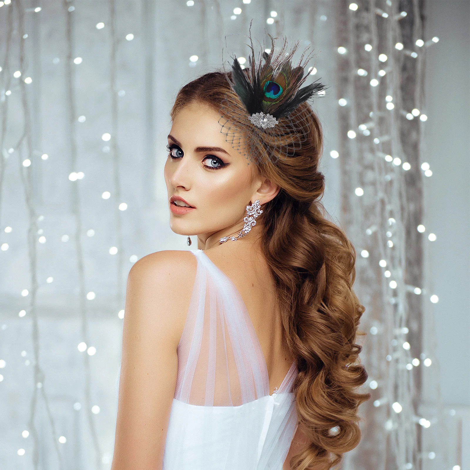 

Retro Feathered Hair Clip Vintage Netting Elegant Hairpin for Wedding Dance Carnival Party Accessories Hair Clips for Women