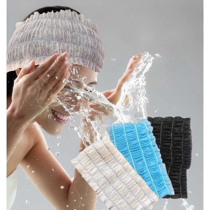 

50pcs/100pcs disposable headband, non-woven fabric, non washable, elastic face wash, head cover, towel, headband