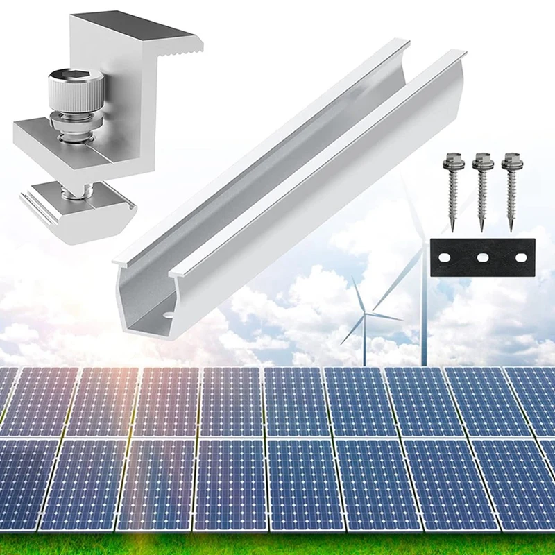 Staffa per pannello solare staffa per connettore per binario per tetto su rotaia a U Kit di montaggio sul tetto adatto per tetto in metallo, tetto piano, tetto in lamiera durevole