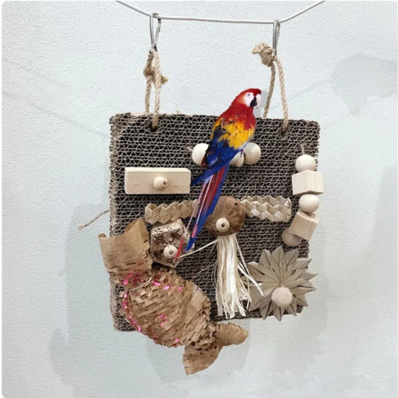 Parrot toy bird toy decompression venting toy cardboard tear bite bite grinding mouth tear toy palm leaf nut