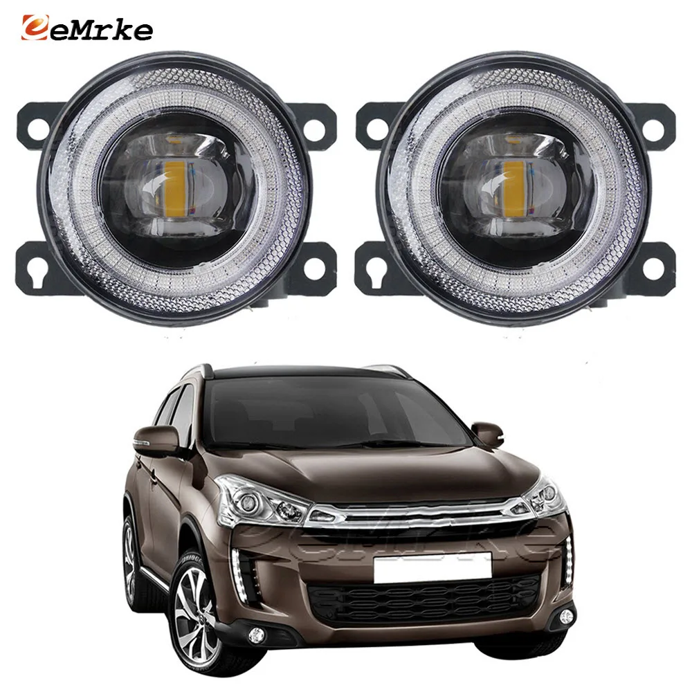 For Citroen C4 AirCross 2013 2014 2015 2016 2017 Led Fog Lamp Assembly 15W w/ Lens Angel Eyes DRL Car Daytime Running Lights