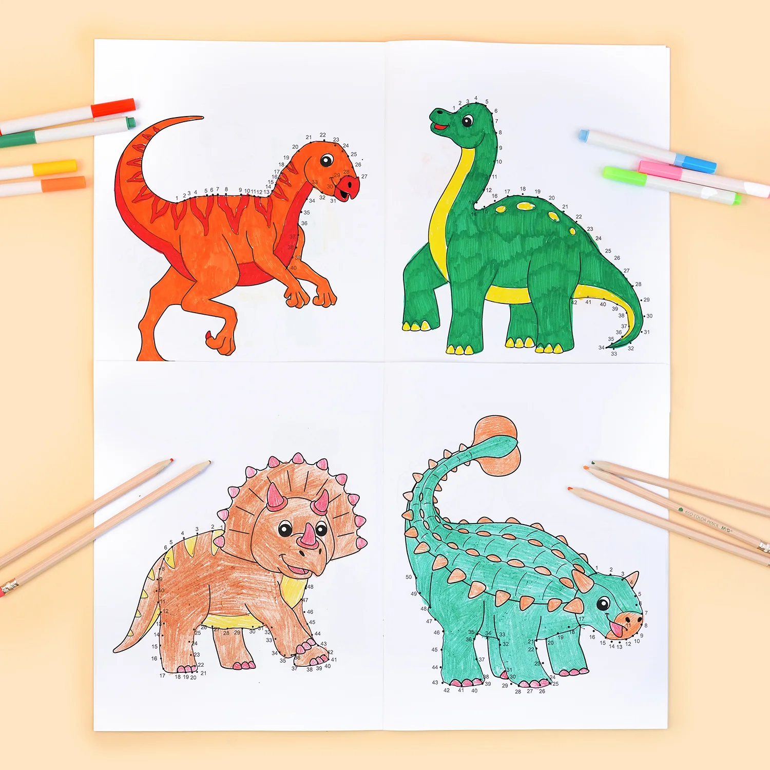 2-in-1 Jumbo Dot To Dot and Draw Activity Book - Connect The Dots To Create Dinosaurs, Tracing, Coloring, Counting Practice Book