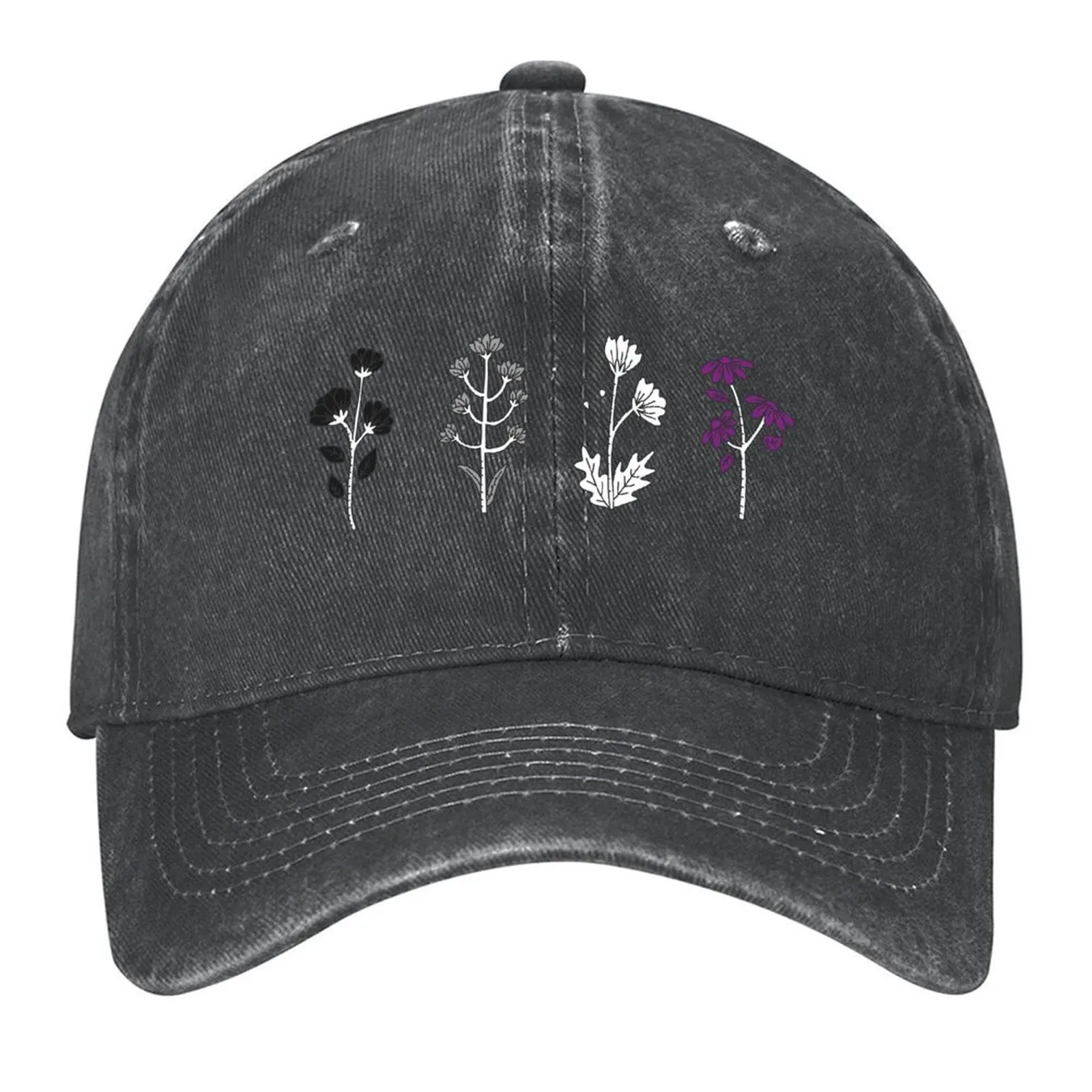 

Asexual Wildflowers Plants Ace Pride Asexuality Subtle Queer Baseball Cap Sun Cap Bobble Hat Sunscreen Hat Beach Men Women's