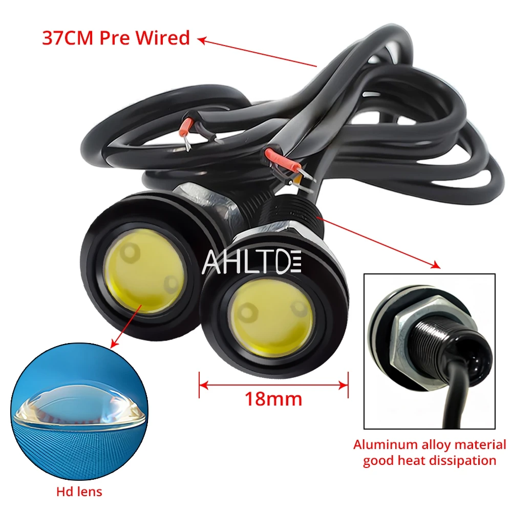 18mm Auto Eagle Eye Lamps Backup Reversing Signal Car Led Daytimes Running Light Waterproof Vehicle Head Lantern Multiple Colors