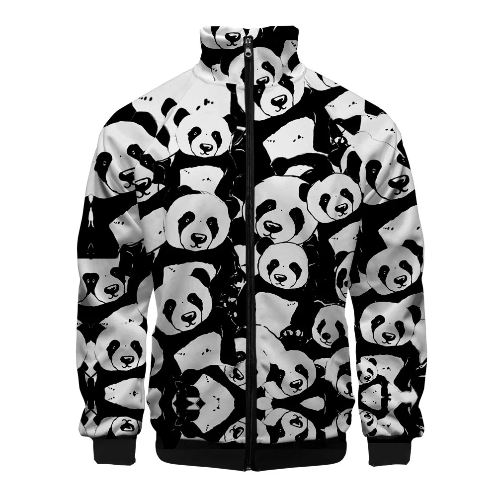 

2020 Funny Panda 3D Stand Collar Zipper Jacket Women/Men Long Sleeve Jackets Casual Trendy Style Streetwear Animal Clothes